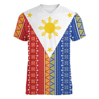 Philippines Sun Women V-Neck T-Shirt Igorot Tribal Inspiration LT05 Female Colorful - Polynesian Pride