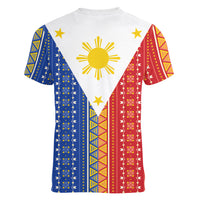 Philippines Sun Women V-Neck T-Shirt Igorot Tribal Inspiration LT05 - Polynesian Pride