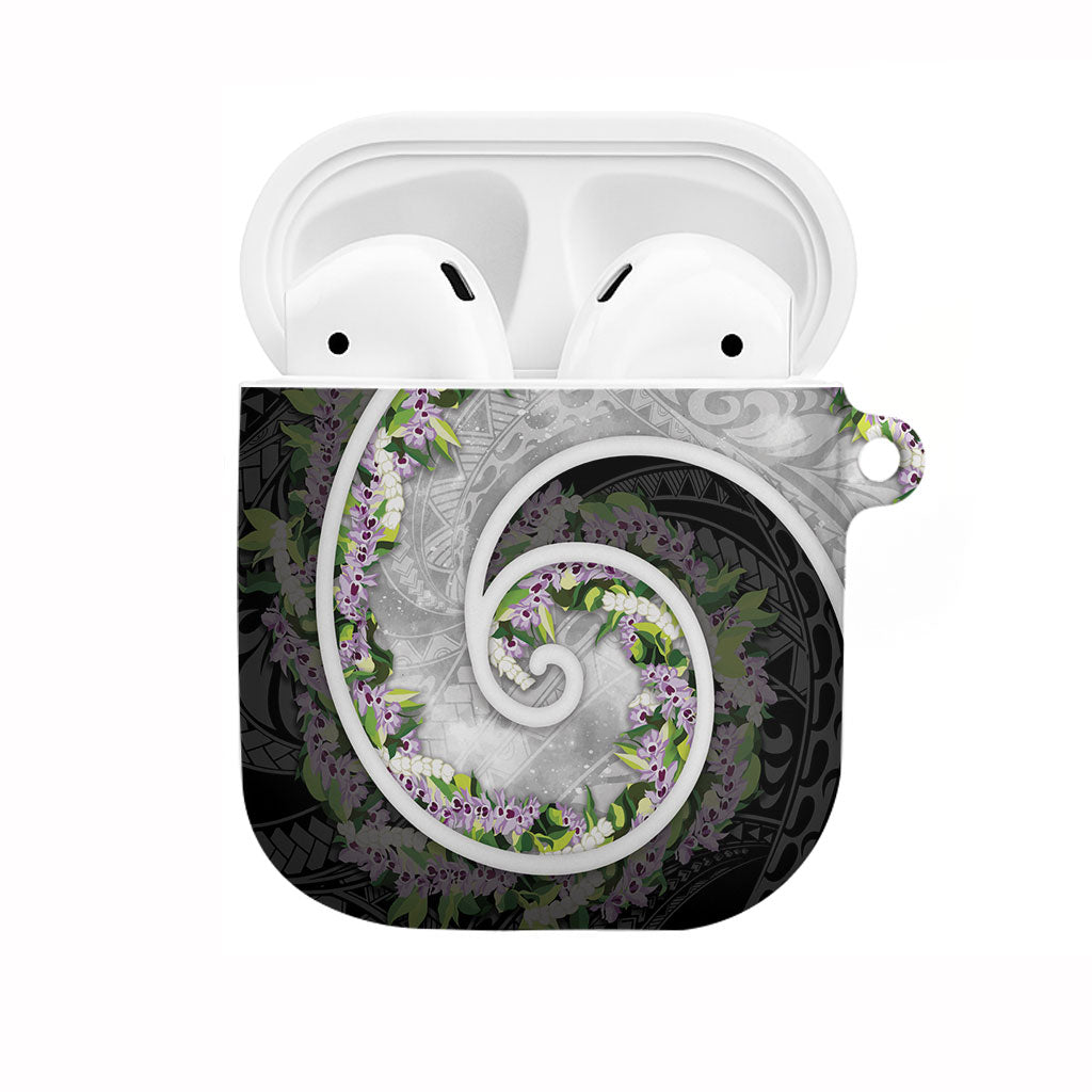 Piko Hawaii AirPods Case Polynesian Pattern With Maile Pikake Honohono Lei LT05 Black - Polynesian Pride