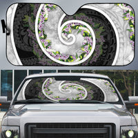Piko Hawaii Auto Sun Shade Polynesian Pattern With Maile Pikake Honohono Lei LT05 Black - Polynesian Pride