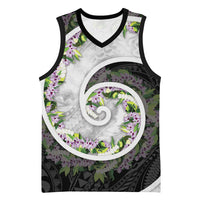 Piko Hawaii Basketball Jersey Polynesian Pattern With Maile Pikake Honohono Lei LT05 Unisex Black - Polynesian Pride