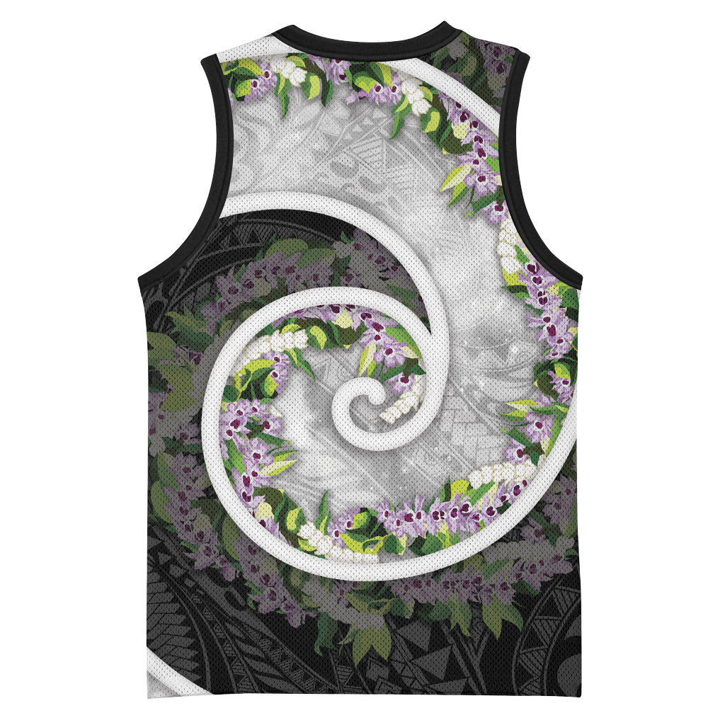 Piko Hawaii Basketball Jersey Polynesian Pattern With Maile Pikake Honohono Lei LT05 - Polynesian Pride