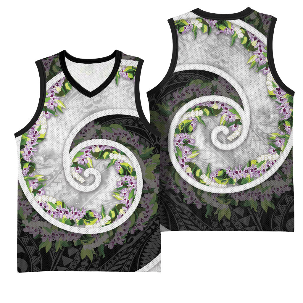 Piko Hawaii Basketball Jersey Polynesian Pattern With Maile Pikake Honohono Lei LT05 - Polynesian Pride