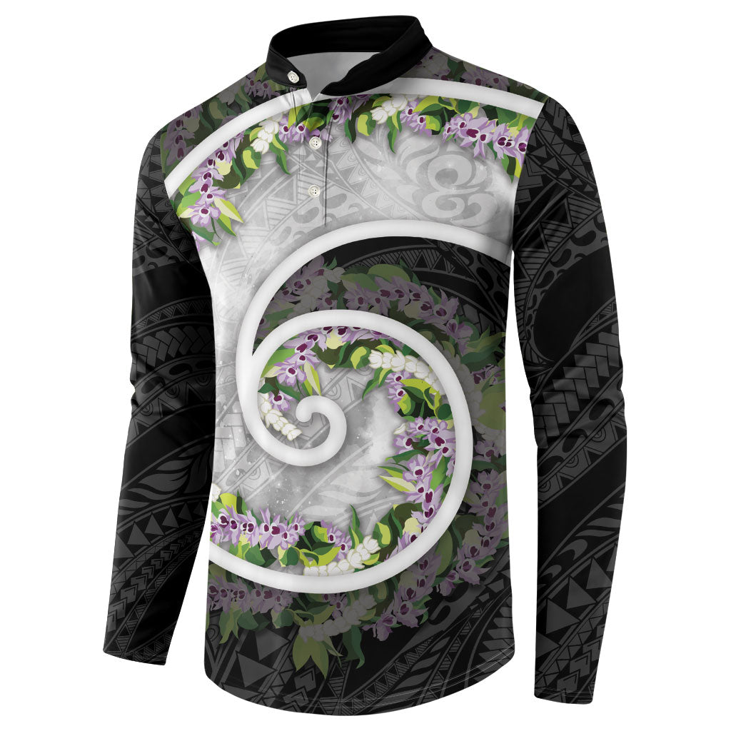 Piko Hawaii Button Sweatshirt Polynesian Pattern With Maile Pikake Honohono Lei LT05 - Polynesian Pride