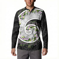 Piko Hawaii Button Sweatshirt Polynesian Pattern With Maile Pikake Honohono Lei LT05 - Polynesian Pride