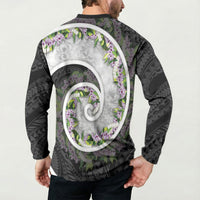 Piko Hawaii Button Sweatshirt Polynesian Pattern With Maile Pikake Honohono Lei LT05 - Polynesian Pride