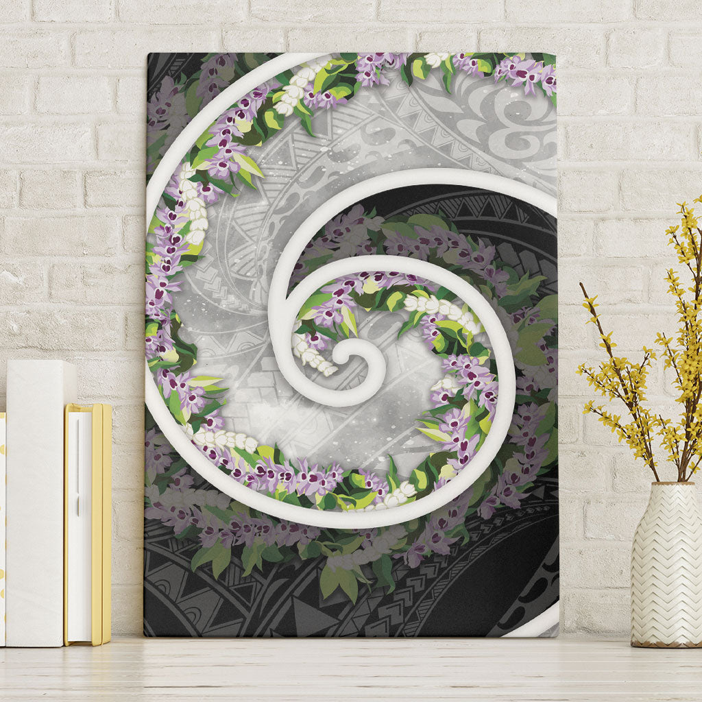 Piko Hawaii Canvas Wall Art Polynesian Pattern With Maile Pikake Honohono Lei LT05 Without Frame Black - Polynesian Pride