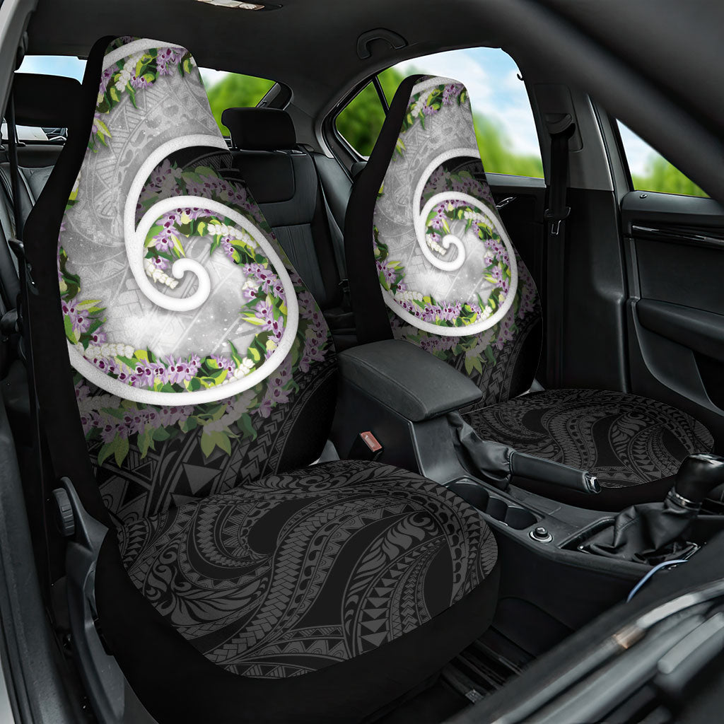 Piko Hawaii Car Seat Cover Polynesian Pattern With Maile Pikake Honohono Lei LT05 One Size Black - Polynesian Pride