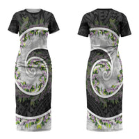 Piko Hawaii Couples Matching Short Sleeve Bodycon Dress and Hawaiian Shirt Polynesian Pattern With Maile Pikake Honohono Lei LT05 - Polynesian Pride