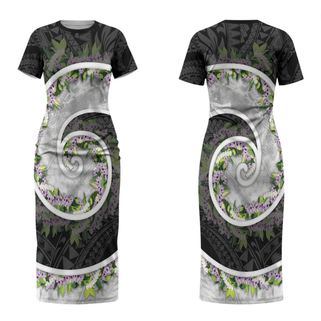 Piko Hawaii Couples Matching Short Sleeve Bodycon Dress and Long Sleeve Button Shirt Polynesian Pattern With Maile Pikake Honohono Lei LT05 - Polynesian Pride