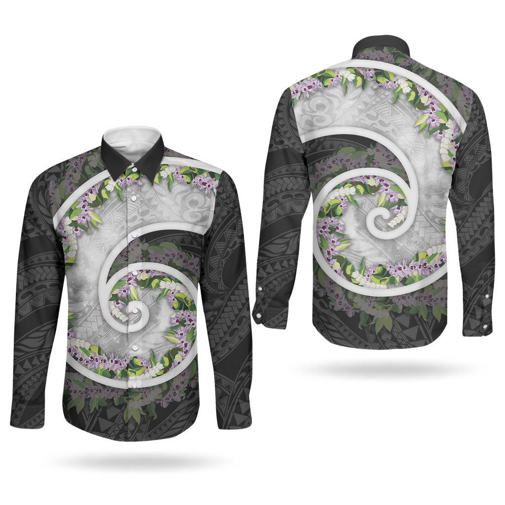 Piko Hawaii Couples Matching Summer Maxi Dress and Long Sleeve Button Shirt Polynesian Pattern With Maile Pikake Honohono Lei LT05 - Polynesian Pride