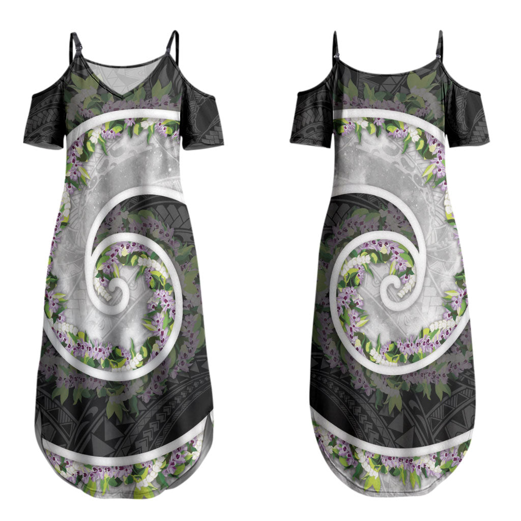 Piko Hawaii Couples Matching Summer Maxi Dress and Long Sleeve Button Shirt Polynesian Pattern With Maile Pikake Honohono Lei LT05 - Polynesian Pride