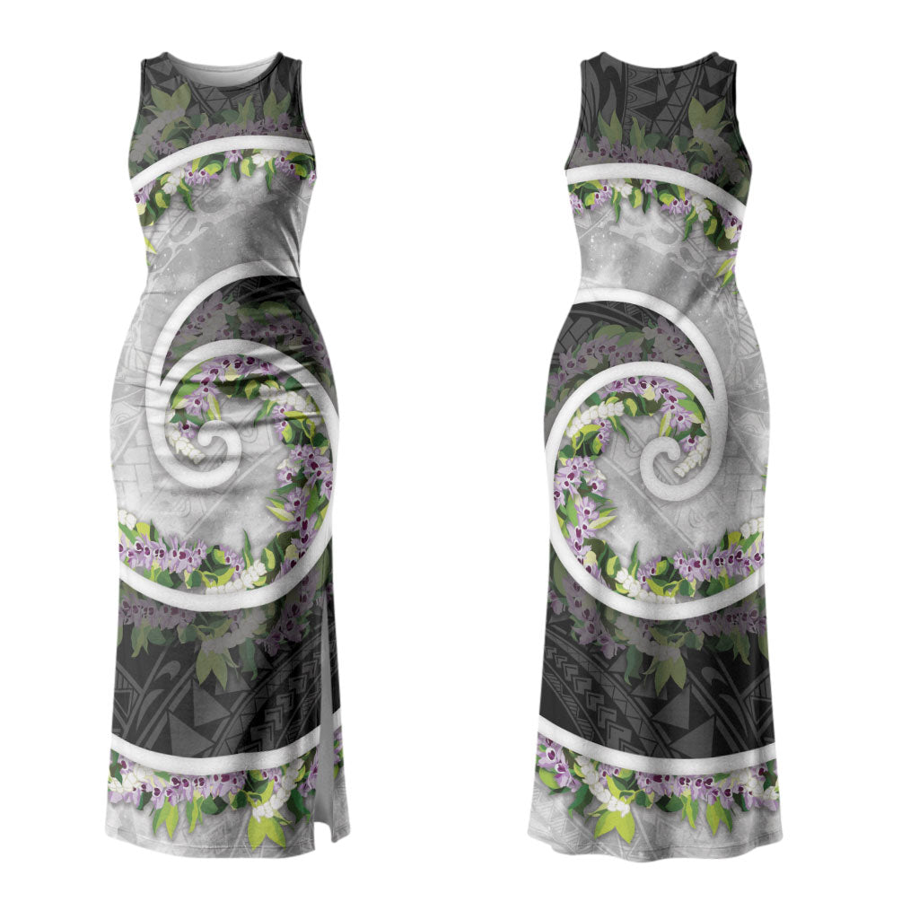 Piko Hawaii Couples Matching Tank Maxi Dress and Long Sleeve Button Shirt Polynesian Pattern With Maile Pikake Honohono Lei LT05 - Polynesian Pride