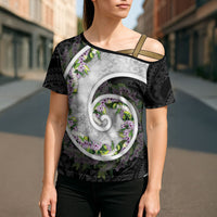 Piko Hawaii Cross Shoulder Shirt Polynesian Pattern With Maile Pikake Honohono Lei LT05 - Polynesian Pride