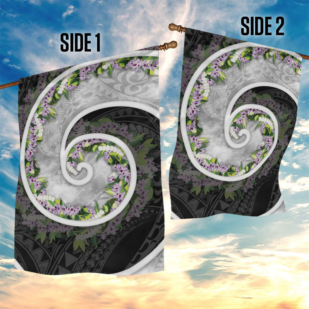Piko Hawaii Garden Flag Polynesian Pattern With Maile Pikake Honohono Lei LT05 - Polynesian Pride