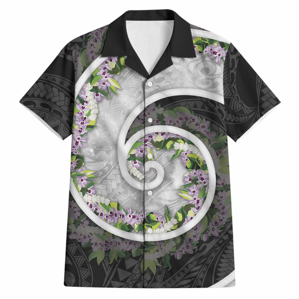 Piko Hawaii Hawaiian Shirt Polynesian Pattern With Maile Pikake Honohono Lei LT05 Black - Polynesian Pride