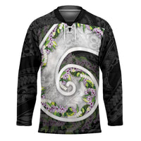 Piko Hawaii Hockey Jersey Polynesian Pattern With Maile Pikake Honohono Lei LT05 Unisex Black - Polynesian Pride