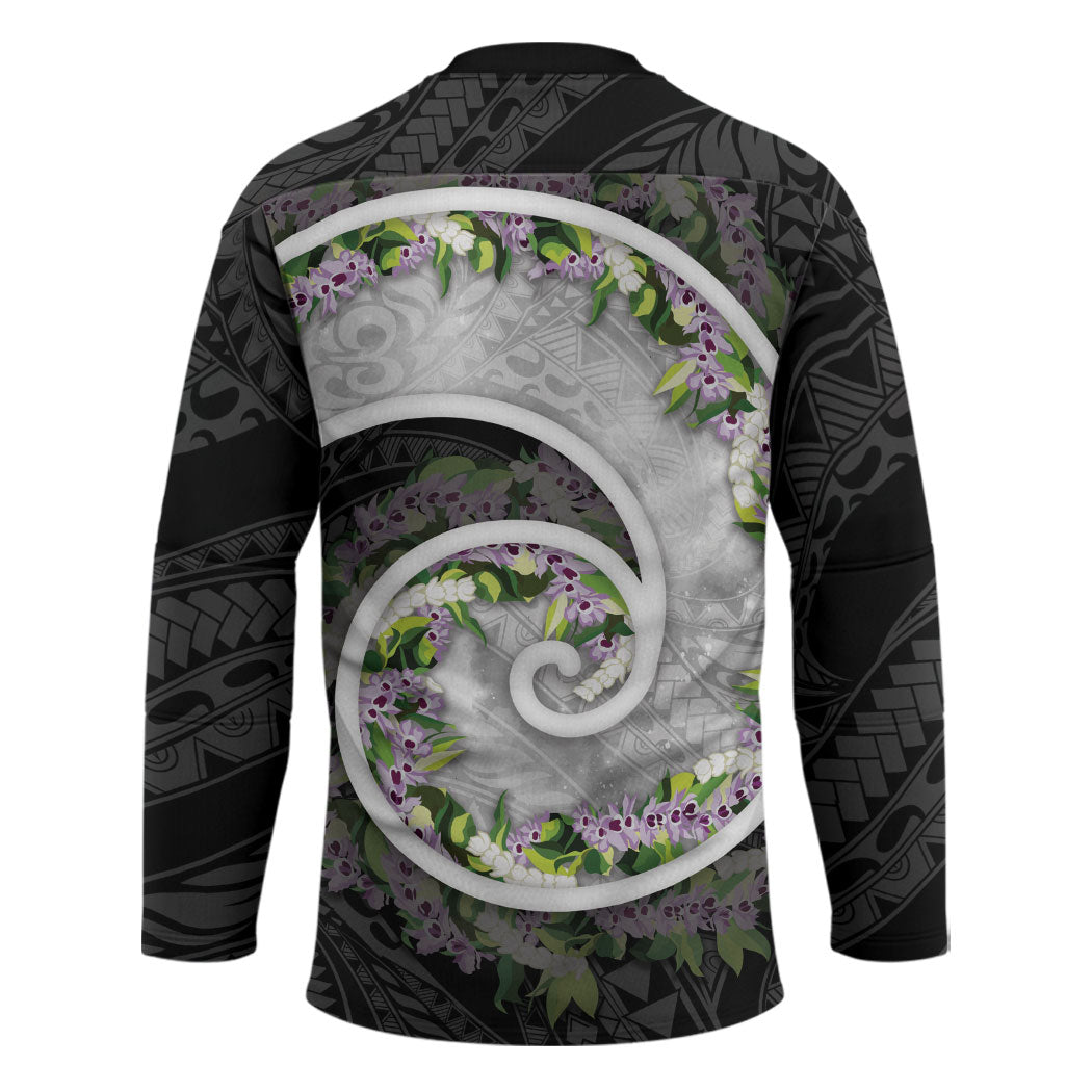 Piko Hawaii Hockey Jersey Polynesian Pattern With Maile Pikake Honohono Lei LT05 - Polynesian Pride