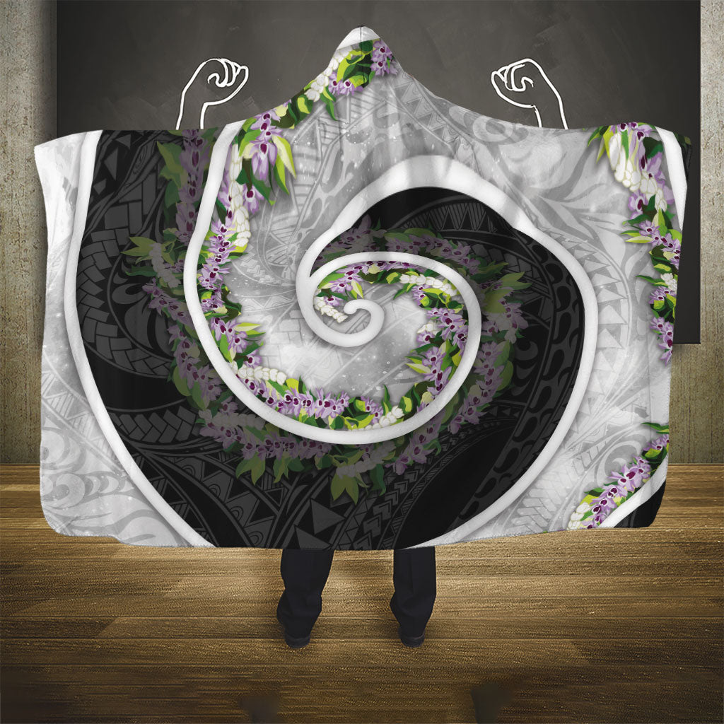 Piko Hawaii Hooded Blanket Polynesian Pattern With Maile Pikake Honohono Lei LT05 - Polynesian Pride