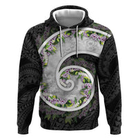 Piko Hawaii Hoodie Polynesian Pattern With Maile Pikake Honohono Lei LT05 Pullover Hoodie Black - Polynesian Pride