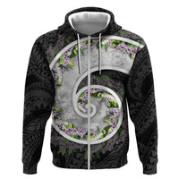 Piko Hawaii Hoodie Polynesian Pattern With Maile Pikake Honohono Lei LT05 Zip Hoodie Black - Polynesian Pride