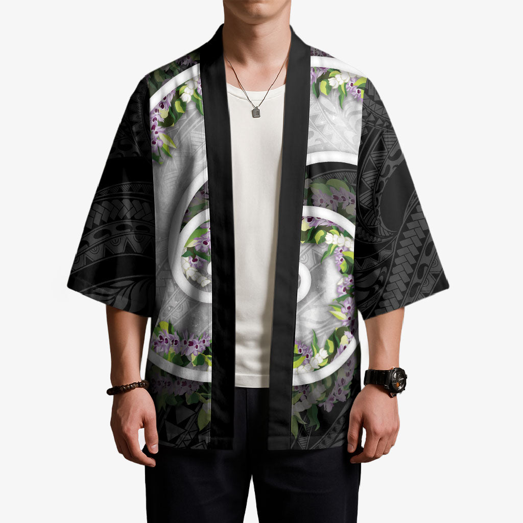 Piko Hawaii Kimono Polynesian Pattern With Maile Pikake Honohono Lei LT05 - Polynesian Pride