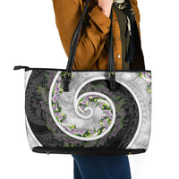 Piko Hawaii Leather Tote Bag Polynesian Pattern With Maile Pikake Honohono Lei LT05 - Polynesian Pride