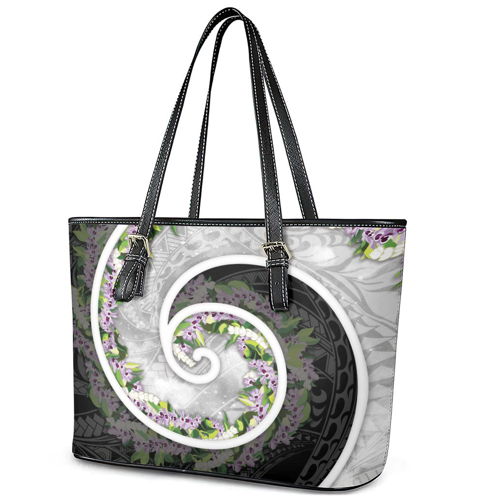 Piko Hawaii Leather Tote Bag Polynesian Pattern With Maile Pikake Honohono Lei LT05 - Polynesian Pride