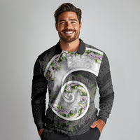 Piko Hawaii Long Sleeve Polo Shirt Polynesian Pattern With Maile Pikake Honohono Lei LT05 - Polynesian Pride