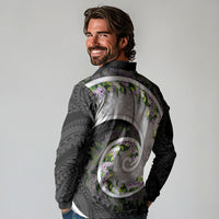 Piko Hawaii Long Sleeve Polo Shirt Polynesian Pattern With Maile Pikake Honohono Lei LT05 - Polynesian Pride