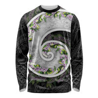 Piko Hawaii Long Sleeve Shirt Polynesian Pattern With Maile Pikake Honohono Lei LT05 Unisex Black - Polynesian Pride