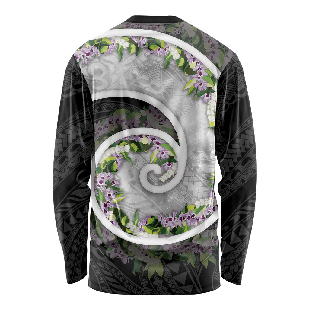 Piko Hawaii Long Sleeve Shirt Polynesian Pattern With Maile Pikake Honohono Lei LT05 - Polynesian Pride
