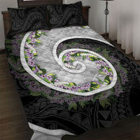 Piko Hawaii Quilt Bed Set Polynesian Pattern With Maile Pikake Honohono Lei LT05 Black - Polynesian Pride