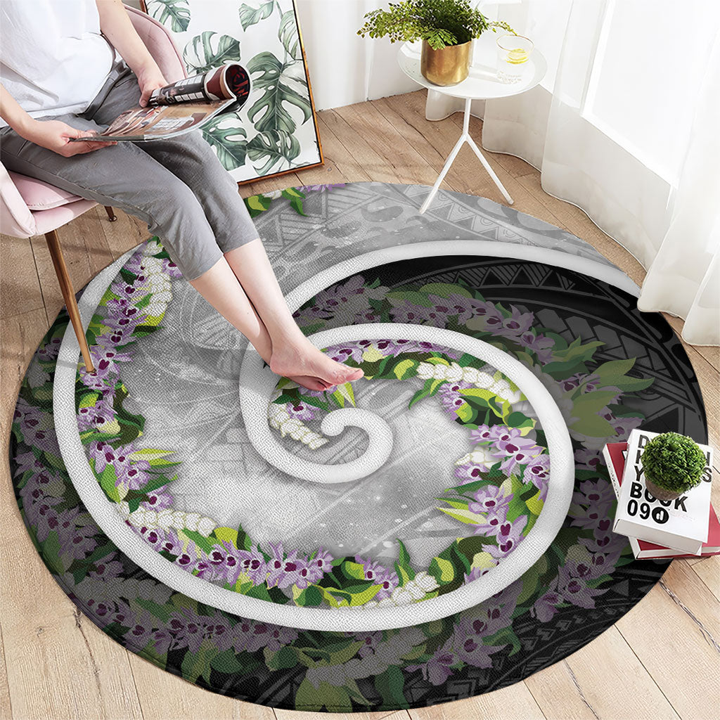 Piko Hawaii Round Carpet Polynesian Pattern With Maile Pikake Honohono Lei LT05 - Polynesian Pride