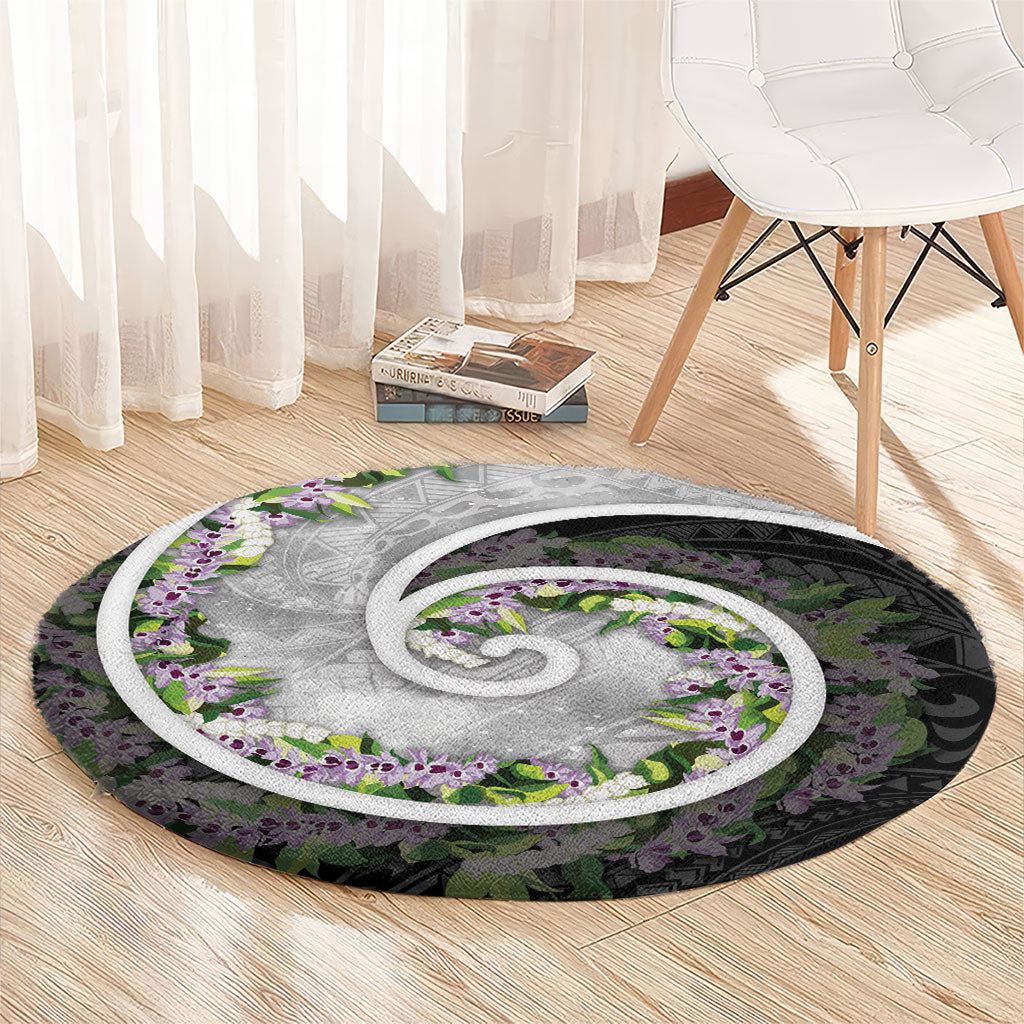 Piko Hawaii Round Carpet Polynesian Pattern With Maile Pikake Honohono Lei LT05 - Polynesian Pride