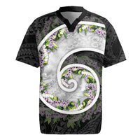 Piko Hawaii Rugby Jersey Polynesian Pattern With Maile Pikake Honohono Lei LT05 Black - Polynesian Pride