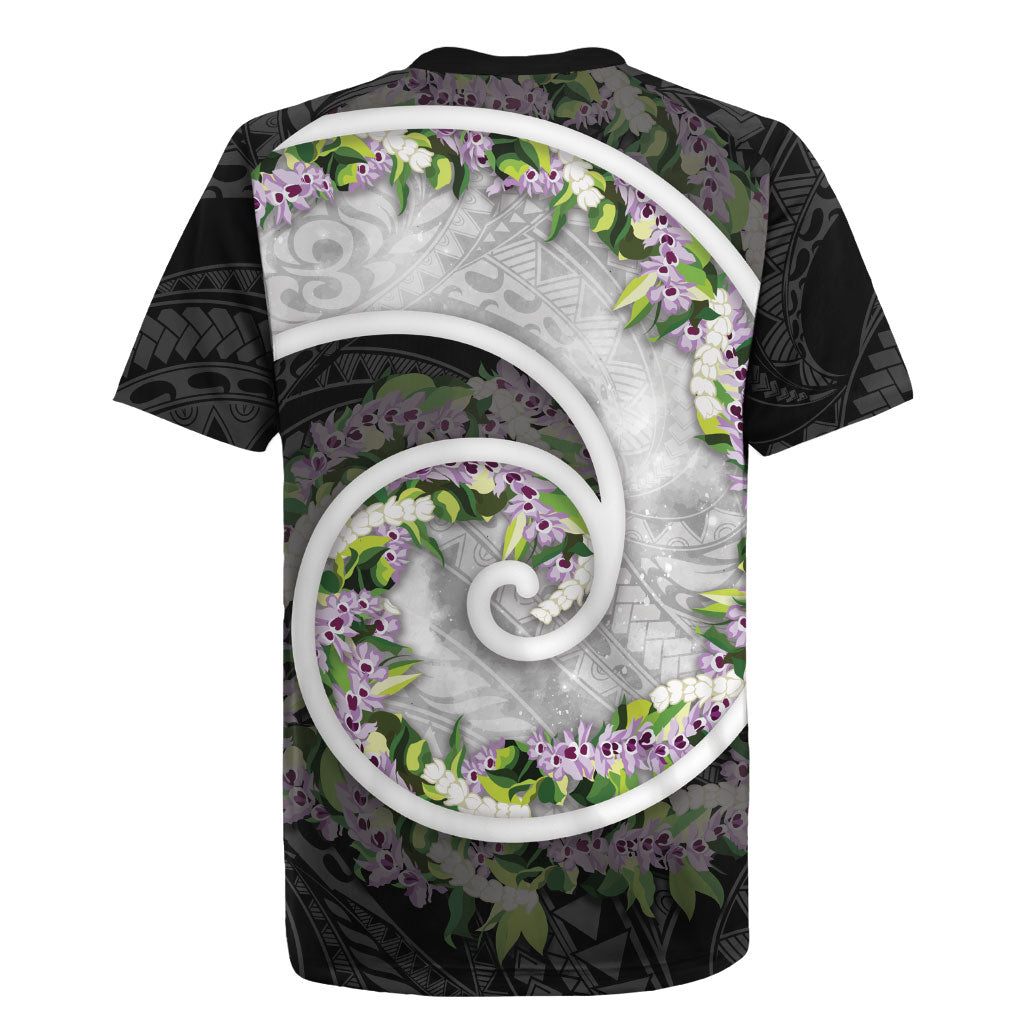 Piko Hawaii Rugby Jersey Polynesian Pattern With Maile Pikake Honohono Lei LT05 - Polynesian Pride