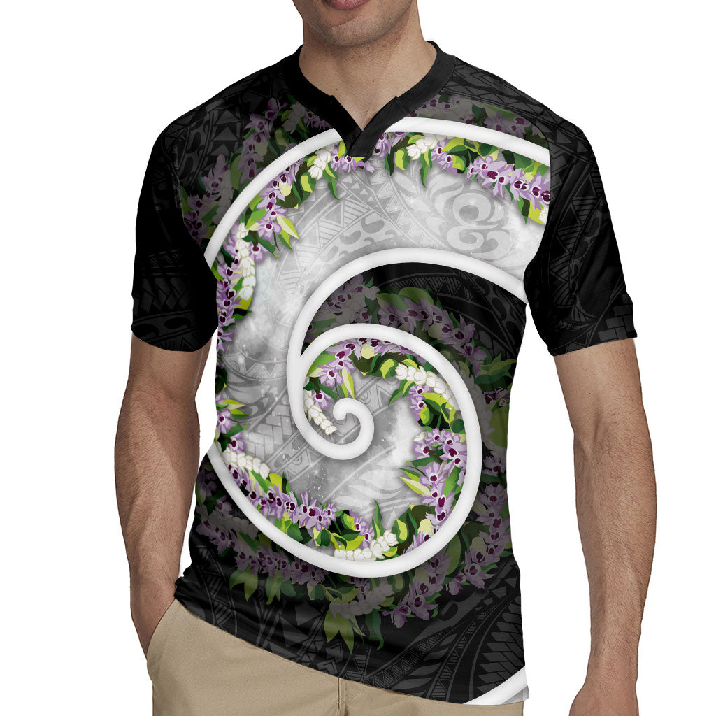 Piko Hawaii Rugby Jersey Polynesian Pattern With Maile Pikake Honohono Lei LT05 - Polynesian Pride