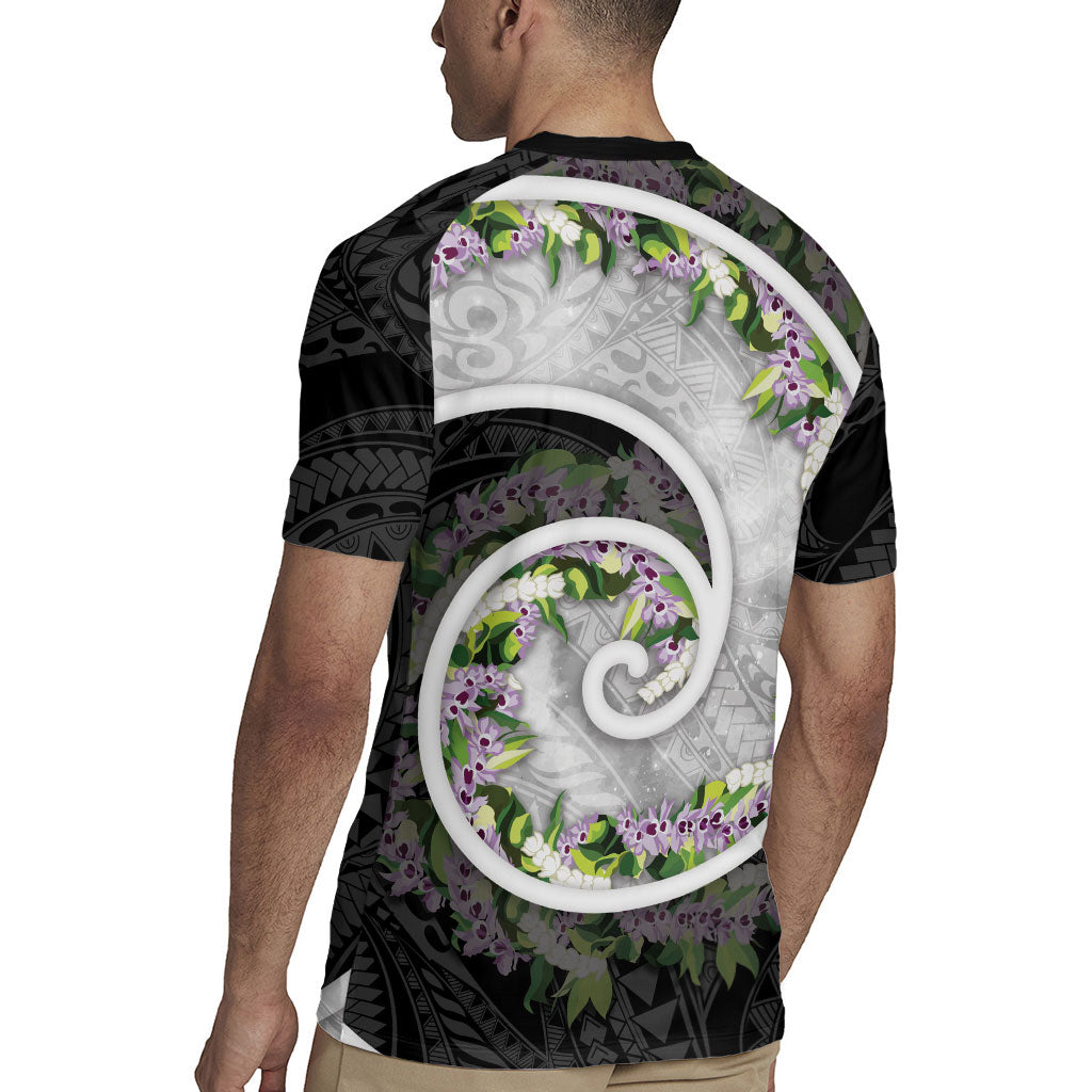 Piko Hawaii Rugby Jersey Polynesian Pattern With Maile Pikake Honohono Lei LT05 - Polynesian Pride