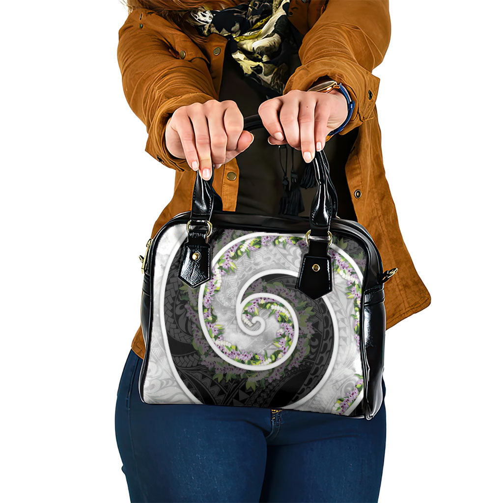 Piko Hawaii Shoulder Handbag Polynesian Pattern With Maile Pikake Honohono Lei LT05 One Size Black - Polynesian Pride