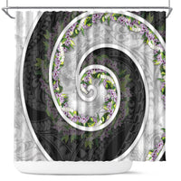 Piko Hawaii Shower Curtain Polynesian Pattern With Maile Pikake Honohono Lei LT05 Black - Polynesian Pride