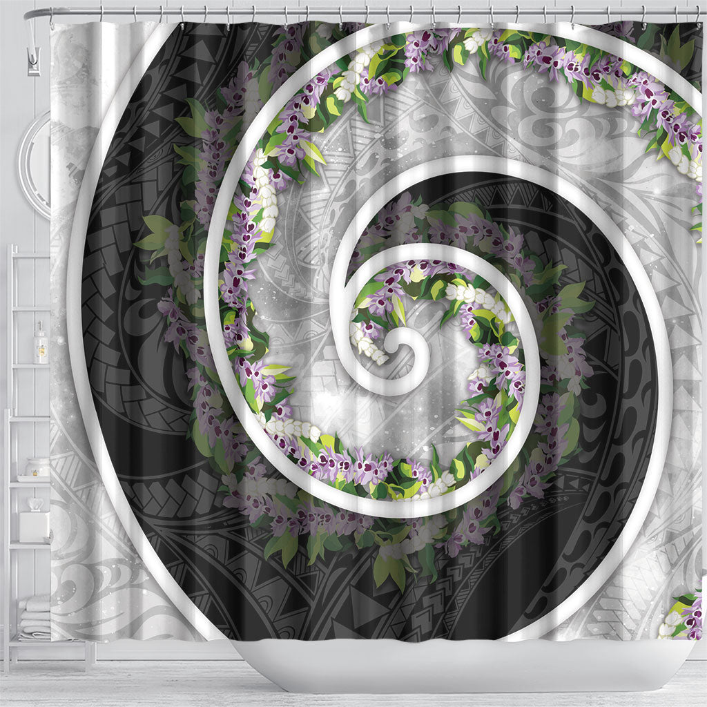 Piko Hawaii Shower Curtain Polynesian Pattern With Maile Pikake Honohono Lei LT05 - Polynesian Pride
