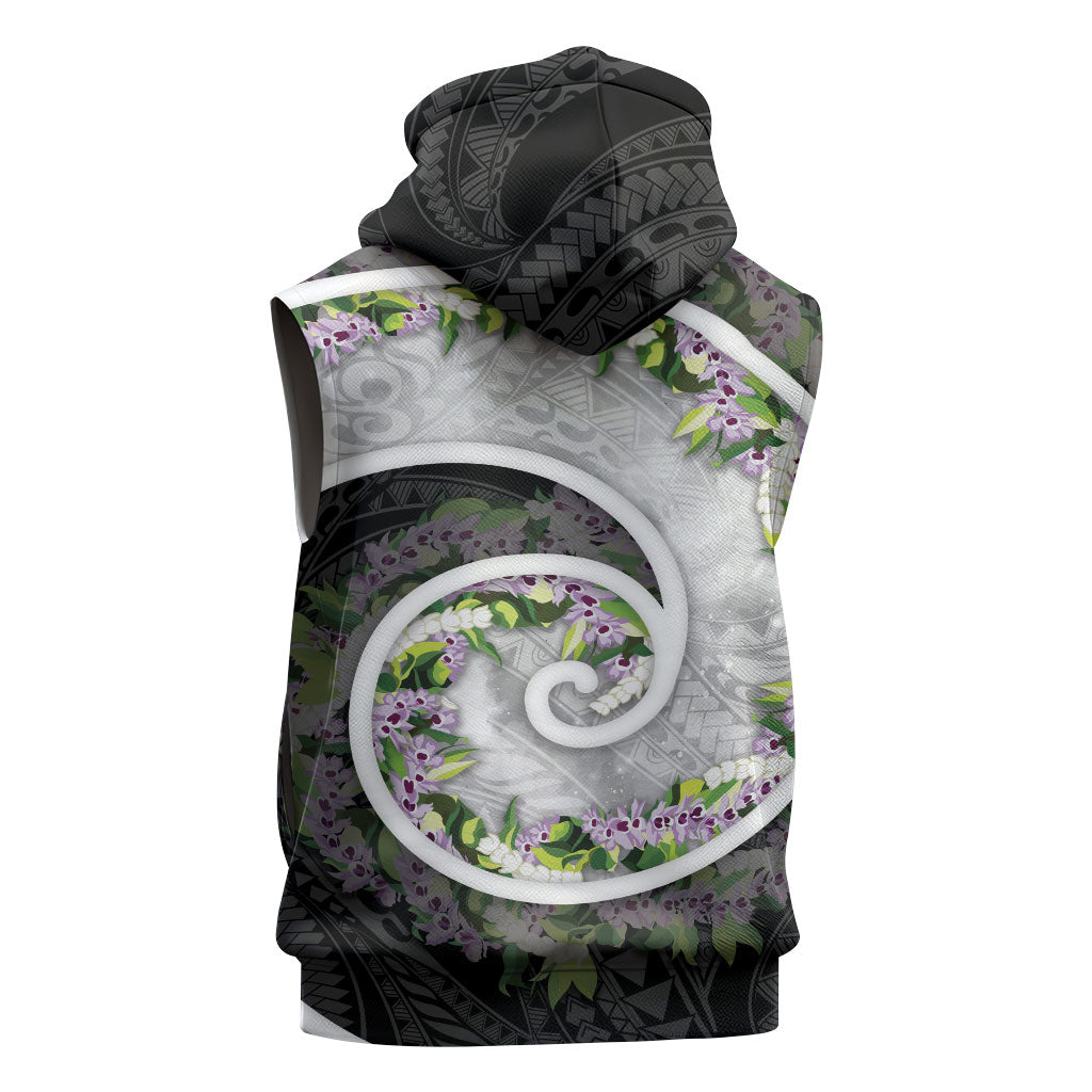 Piko Hawaii Sleeveless Zip Hoodie Polynesian Pattern With Maile Pikake Honohono Lei LT05 - Polynesian Pride