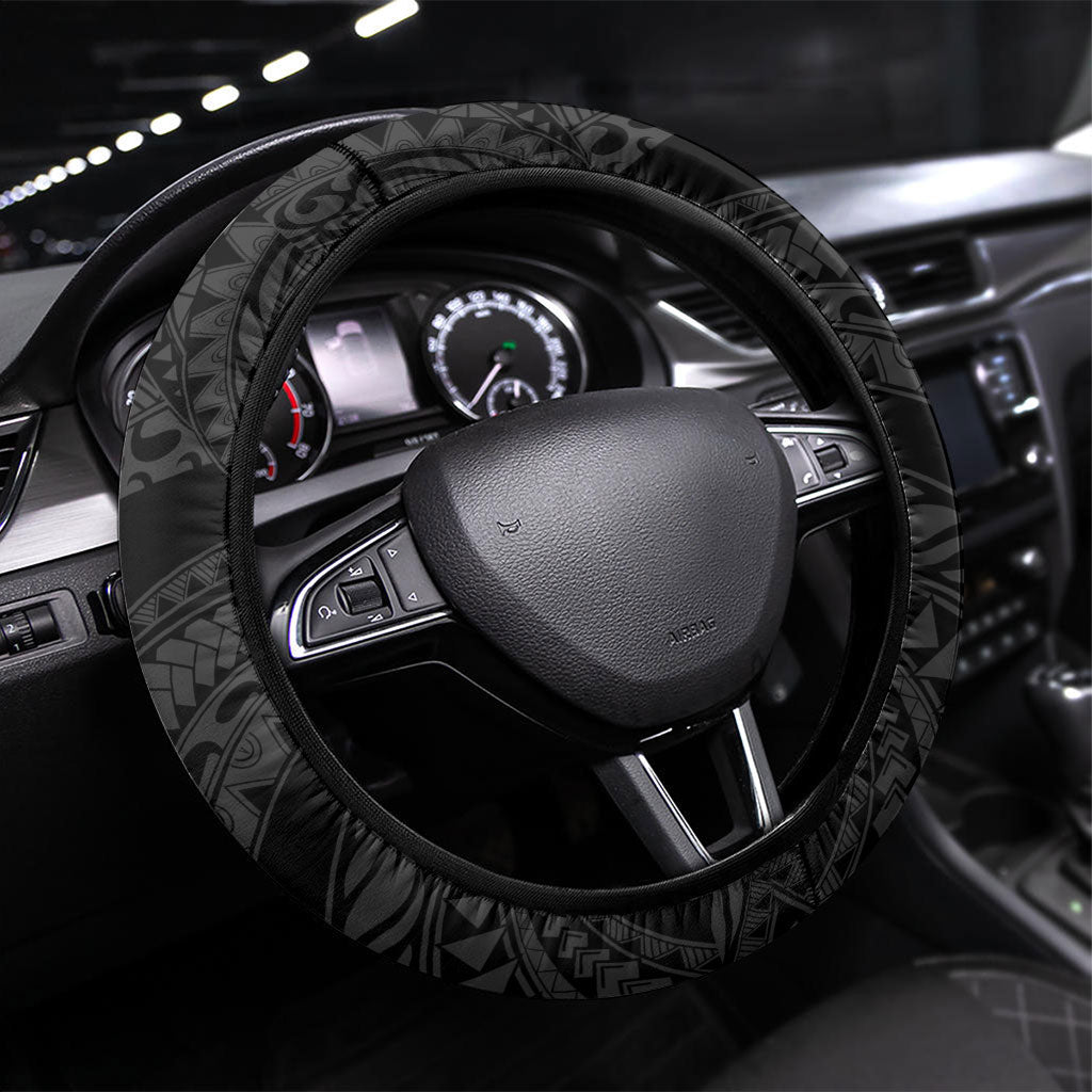 Piko Hawaii Steering Wheel Cover Polynesian Pattern With Maile Pikake Honohono Lei LT05 Universal Fit Black - Polynesian Pride