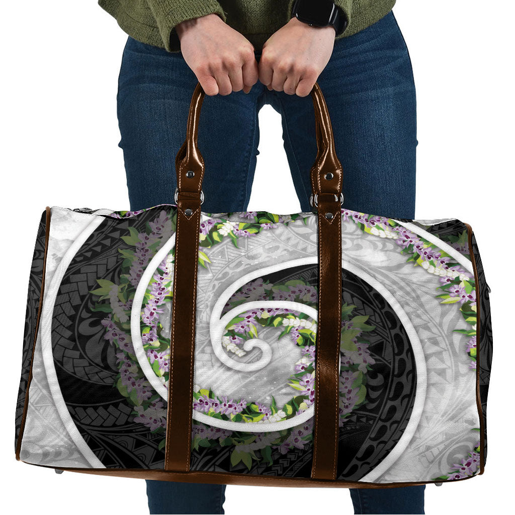 Piko Hawaii Travel Bag Polynesian Pattern With Maile Pikake Honohono Lei LT05 Black - Polynesian Pride