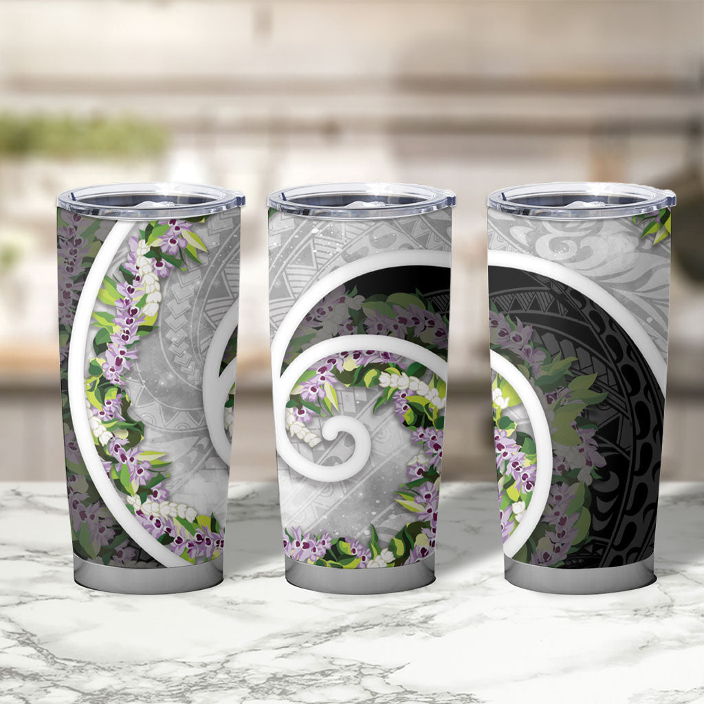 Piko Hawaii Tumbler Cup Polynesian Pattern With Maile Pikake Honohono Lei LT05 - Polynesian Pride