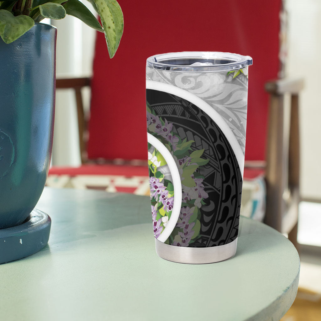 Piko Hawaii Tumbler Cup Polynesian Pattern With Maile Pikake Honohono Lei LT05 - Polynesian Pride