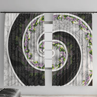 Piko Hawaii Window Curtain Polynesian Pattern With Maile Pikake Honohono Lei LT05 With Hooks Black - Polynesian Pride