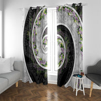 Piko Hawaii Window Curtain Polynesian Pattern With Maile Pikake Honohono Lei LT05 With Grommets Black - Polynesian Pride