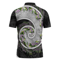 Piko Hawaii Zipper Polo Shirt Polynesian Pattern With Maile Pikake Honohono Lei LT05 - Polynesian Pride